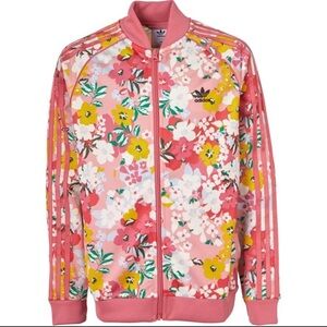 Adidas X HER Studio London Track Jacket Pink Floral Full-Zip Girls XL
